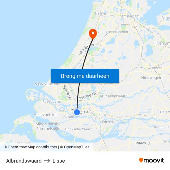 Albrandswaard to Lisse map