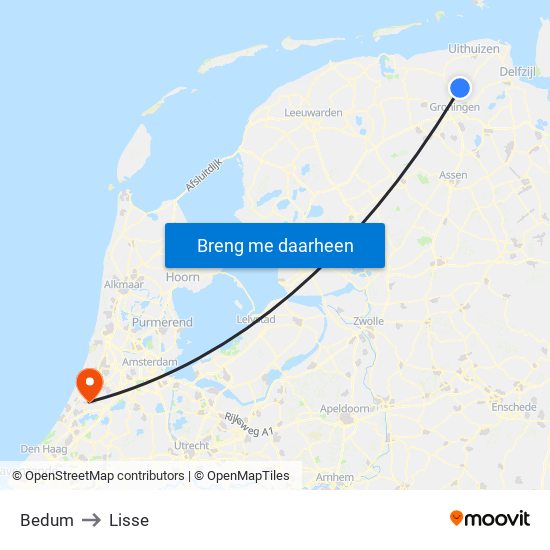 Bedum to Lisse map