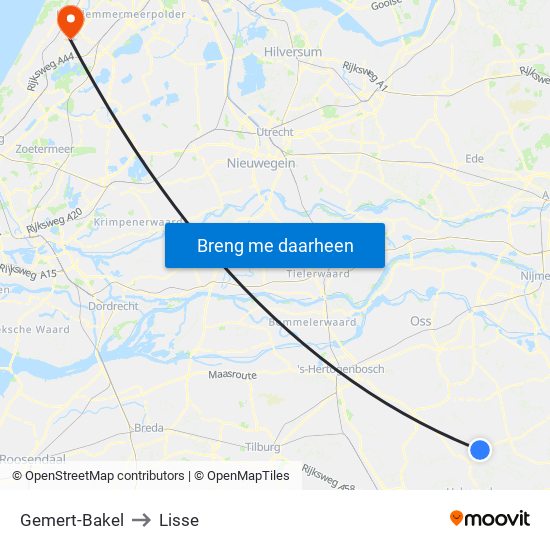 Gemert-Bakel to Lisse map