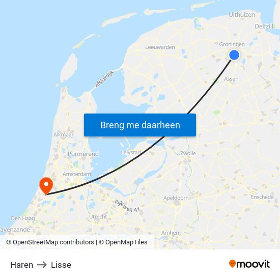 Haren to Lisse map