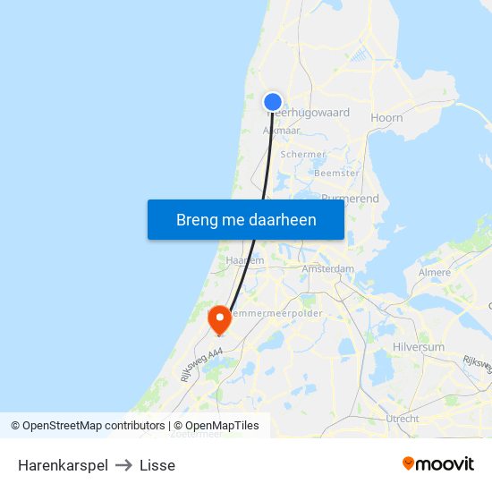 Harenkarspel to Lisse map