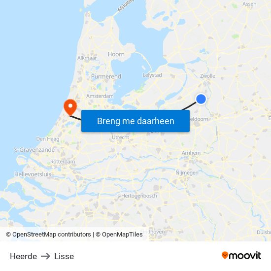 Heerde to Lisse map