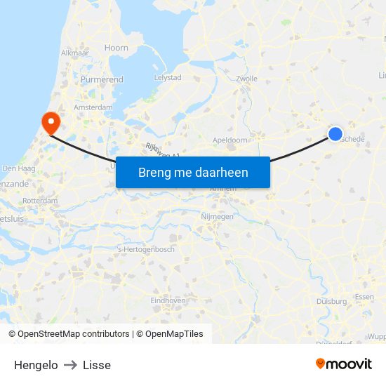 Hengelo to Lisse map