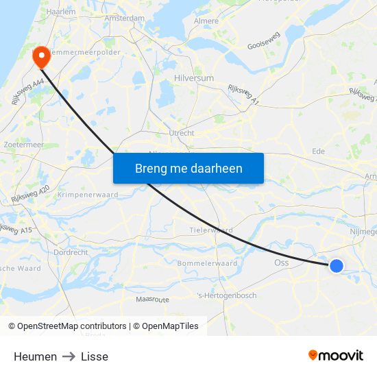 Heumen to Lisse map