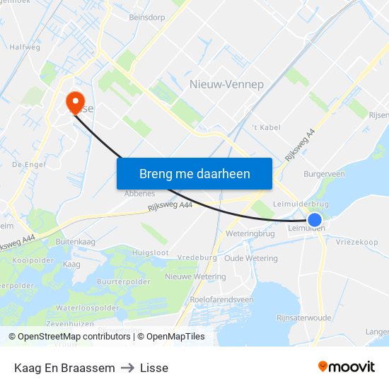 Kaag En Braassem to Lisse map