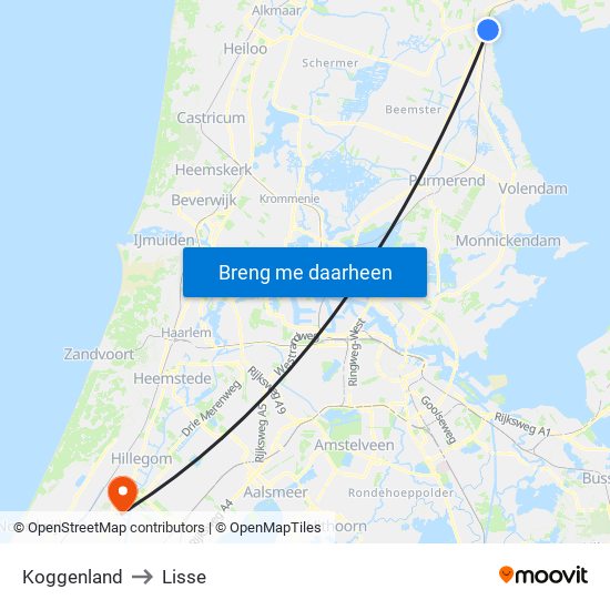 Koggenland to Lisse map