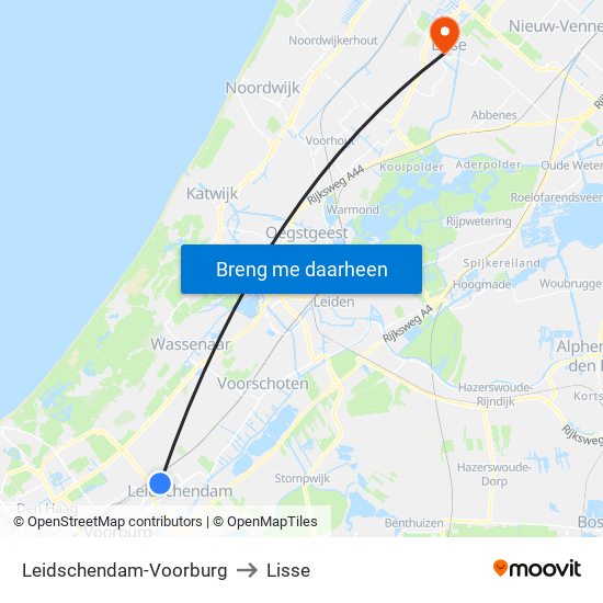 Leidschendam-Voorburg to Lisse map