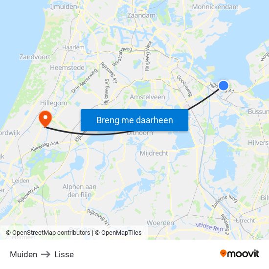 Muiden to Lisse map