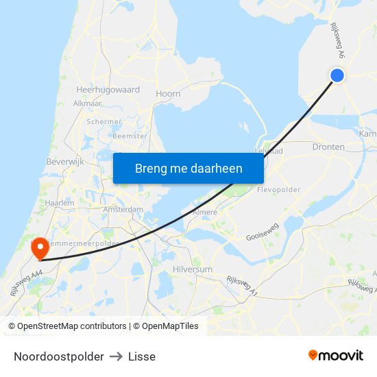 Noordoostpolder to Lisse map