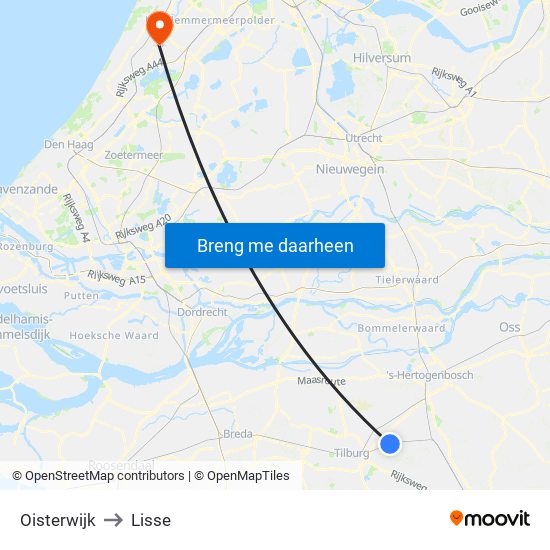 Oisterwijk to Lisse map