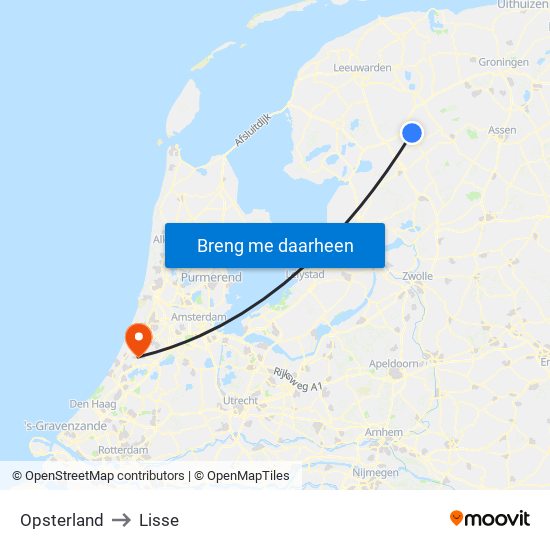 Opsterland to Lisse map