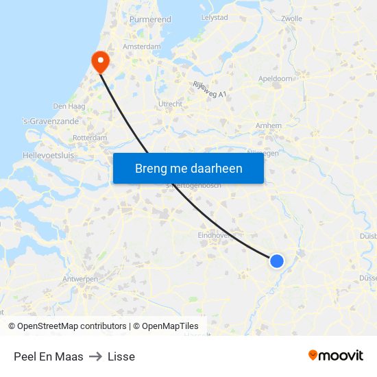 Peel En Maas to Lisse map