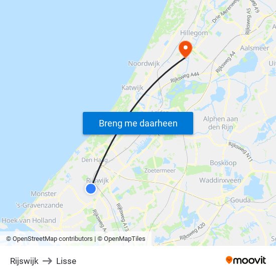 Rijswijk to Lisse map