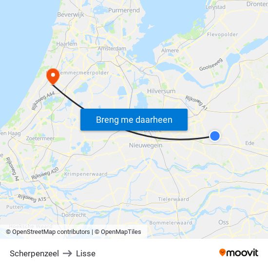 Scherpenzeel to Lisse map