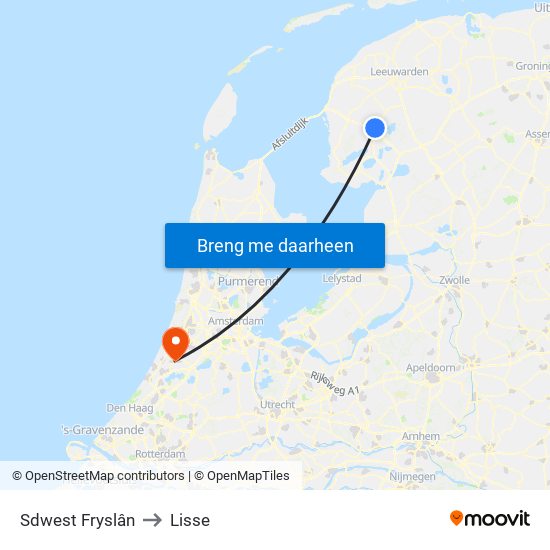 Sdwest Fryslân to Lisse map
