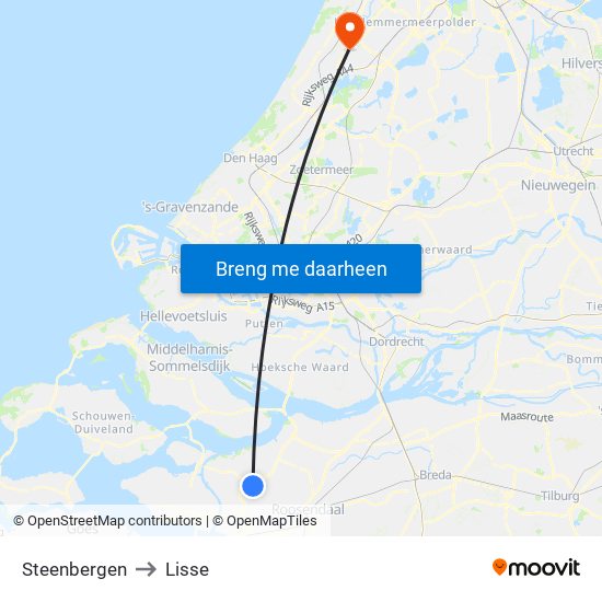 Steenbergen to Lisse map