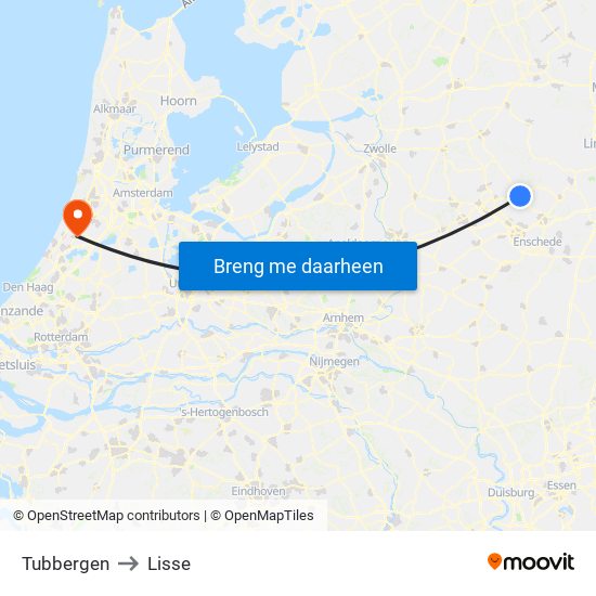 Tubbergen to Lisse map