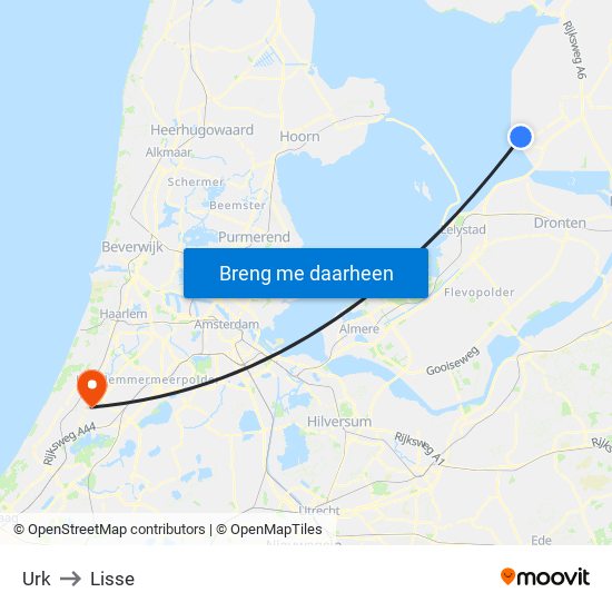 Urk to Lisse map