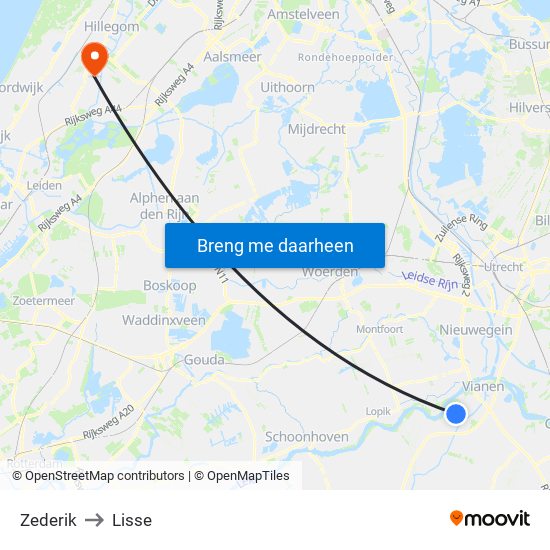 Zederik to Lisse map