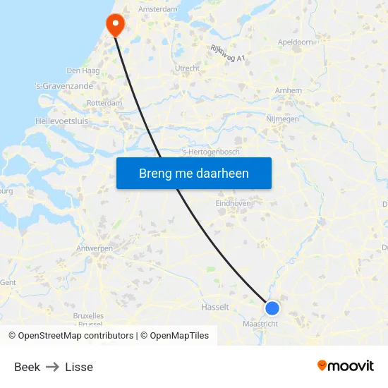 Beek to Lisse map