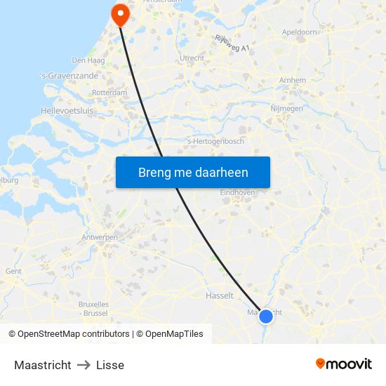 Maastricht to Lisse map