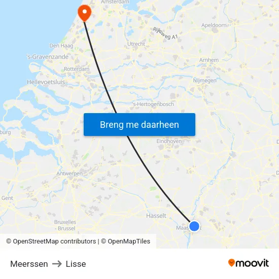 Meerssen to Lisse map