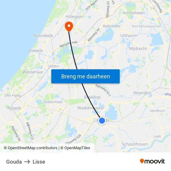 Gouda to Lisse map