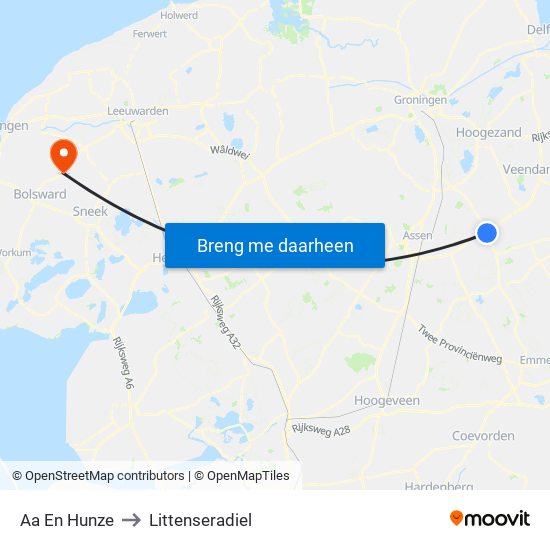 Aa En Hunze to Littenseradiel map
