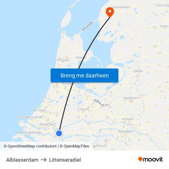 Alblasserdam to Littenseradiel map