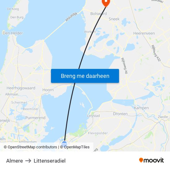 Almere to Littenseradiel map