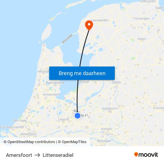 Amersfoort to Littenseradiel map