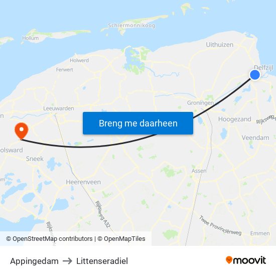 Appingedam to Littenseradiel map