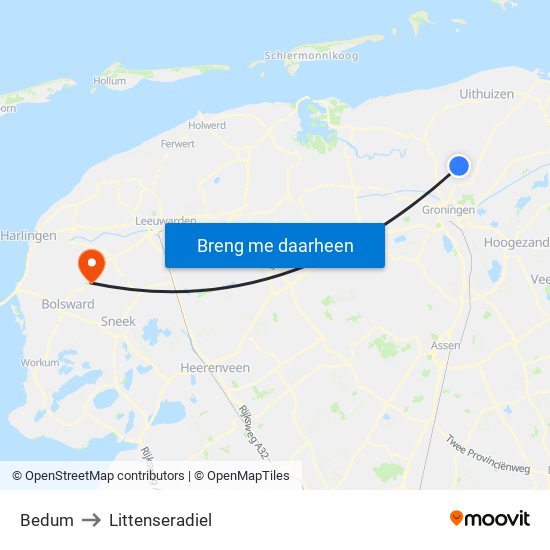 Bedum to Littenseradiel map
