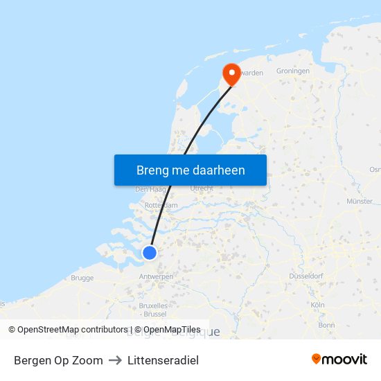 Bergen Op Zoom to Littenseradiel map
