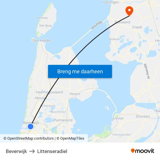 Beverwijk to Littenseradiel map