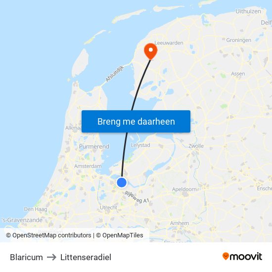 Blaricum to Littenseradiel map