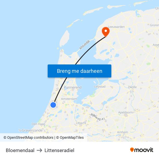 Bloemendaal to Littenseradiel map