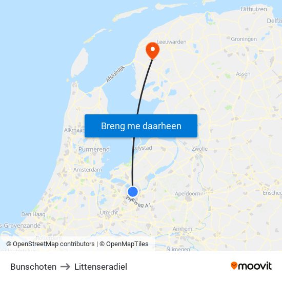 Bunschoten to Littenseradiel map