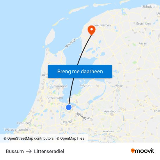 Bussum to Littenseradiel map