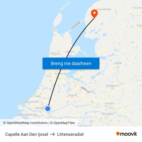 Capelle Aan Den Ijssel to Littenseradiel map
