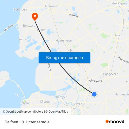 Dalfsen to Littenseradiel map