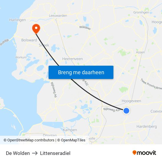 De Wolden to Littenseradiel map