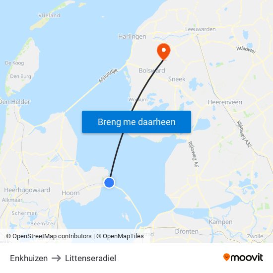 Enkhuizen to Littenseradiel map