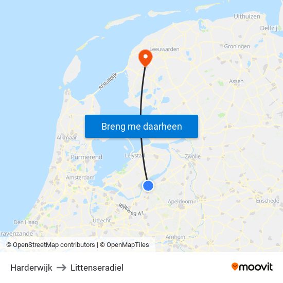 Harderwijk to Littenseradiel map