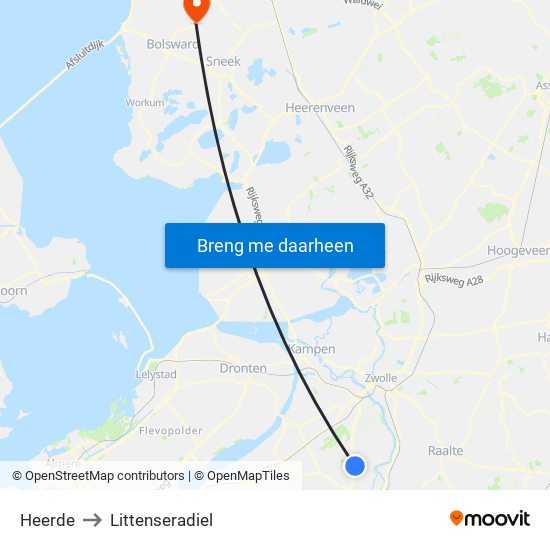 Heerde to Littenseradiel map