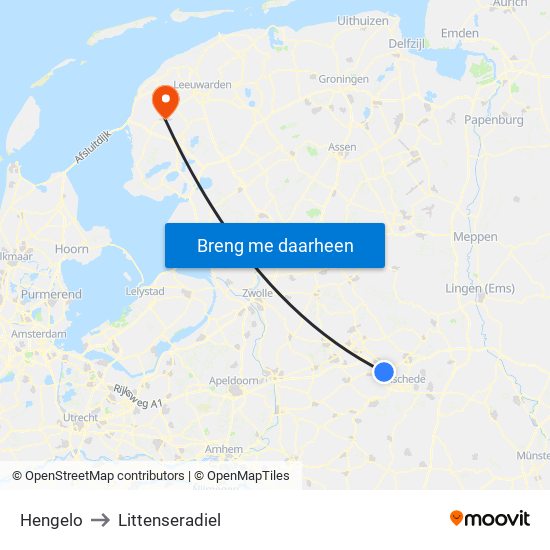 Hengelo to Littenseradiel map