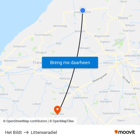 Het Bildt to Littenseradiel map