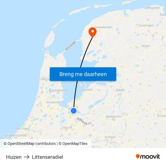 Huizen to Littenseradiel map