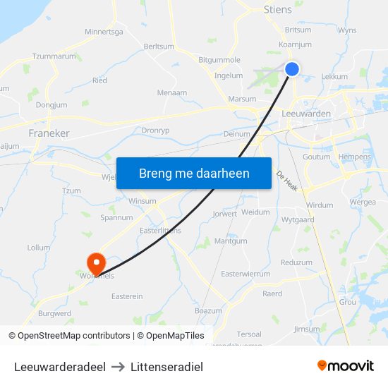 Leeuwarderadeel to Littenseradiel map