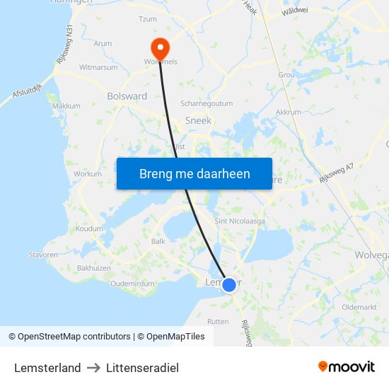 Lemsterland to Littenseradiel map